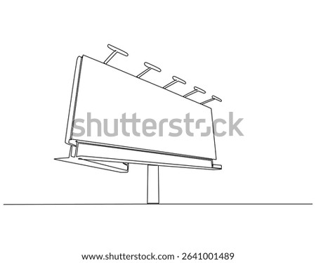 Continuous line drawing of blank billboard. Single line illustration of billboard. Advertisting and promotion, business concept. Editable outline