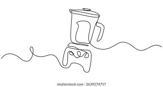 Continuous Line Drawing of Blender Icon. Hand Drawn Symbol Vector Illustration, Blender Smoothie Maker Food Processor continuous one line art drawing, One single line drawing of electric blender home.