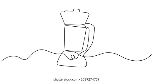 Continuous Line Drawing of Blender Icon. Hand Drawn Symbol Vector Illustration, Blender Smoothie Maker Food Processor continuous one line art drawing, One single line drawing of electric blender home.
