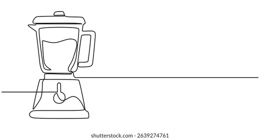 Continuous Line Drawing of Blender Icon. Hand Drawn Symbol Vector Illustration, Blender Smoothie Maker Food Processor continuous one line art drawing, One single line drawing of electric blender home.