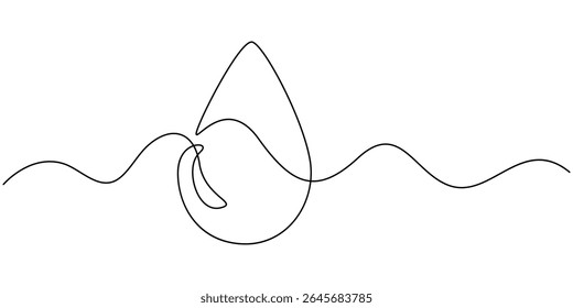 Dibujo de línea continuo de gota de sangre sobre fondo transparente, Dibujo de línea continuo de gota de sangre sobre fondo transparente, Icono de gota de sangre dibujo continuo de una línea, Línea única continua