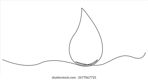 Continuous line drawing of blood drop on transparent background, blood drop icon continuous one line drawing, Single line continuous drawing of blood drop, Continuous line drawing of drop.