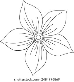 Continuous line drawing of a blooming flower