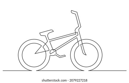 Continuous line drawing of BMX bicycle on a white background. Sketch of  modern transportation. Vector illustration.