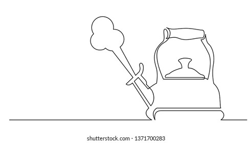 continuous line drawing of boiling kettle