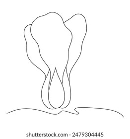 Continuous line drawing of bok choy. Vector illustration.