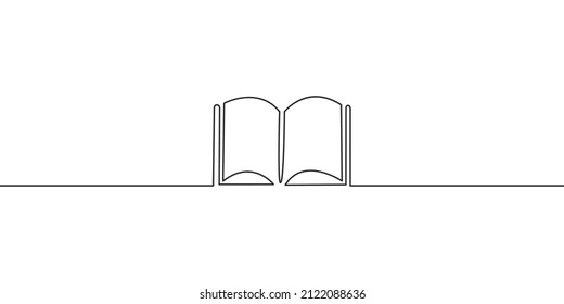 Continuous line drawing of book.
