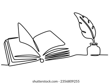 continuous line drawing of book