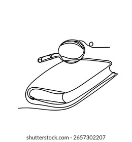 livro de desenho de linha contínua e ilustração de lupa