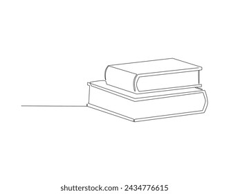Continuous Line Drawing Of Book. One Line Of Book Have Been Open. Books Continuous Line Art. Editable Outline.