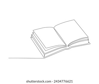 Línea Continua De Dibujo Del Libro. Se Ha Abierto Una Línea De Libro. Libros Línea de arte continua. Contorno editable.