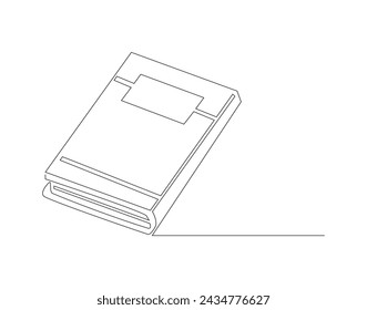 Continuous Line Drawing Of Book. One Line Of Book Have Been Open. Books Continuous Line Art. Editable Outline.