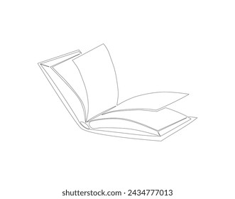 Continuous Line Drawing Of Book. One Line Of Book Have Been Open. Books Continuous Line Art. Editable Outline.