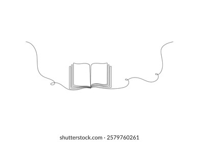 continuous line drawing of book and one line vector concept of education