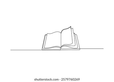 continuous line drawing of book and one line vector concept of education