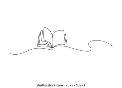 continuous line drawing of book and one line vector concept of education