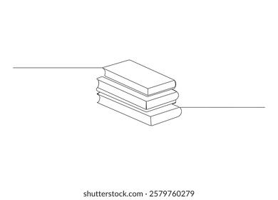 continuous line drawing of book and one line vector concept of education