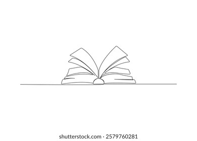 continuous line drawing of book and one line vector concept of education