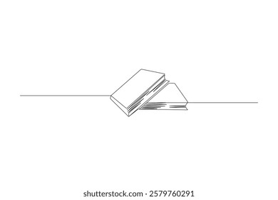 continuous line drawing of book and one line vector concept of education