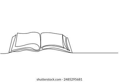 Dibujo de línea continua de la Ilustración vectorial de apertura de libro, dibujo de línea continua de la ilustración gráfica del Vector de apertura de libro. 