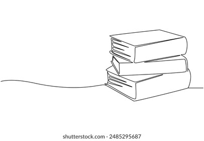 Continuous line drawing of book opening vector illustration, Continuous one-line drawing of book opening vector graphic illustration. 