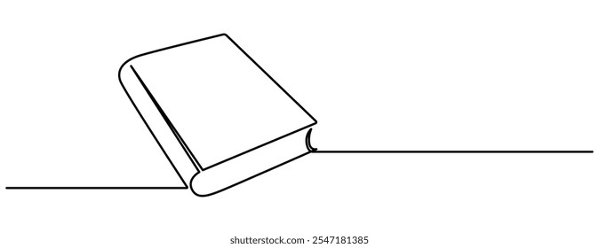 Continuous line drawing of book opening and closed vector illustration. Continuous one line drawing of opened book. One line drawing illustration of world book day. Education and knowledge concept 
