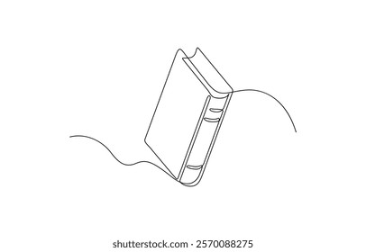 Continuous line drawing of book opening vector illustration, One continuous line drawing of Opened book with pen. Education in school and library studying in simple linear style.