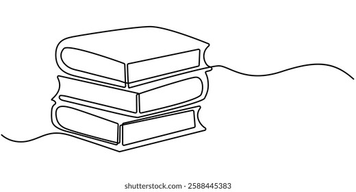 Continuous line drawing of book opening vector illustration, continuous line open book.simple one line drawing of open book.single line vector illustration of education icon.isolated white. 