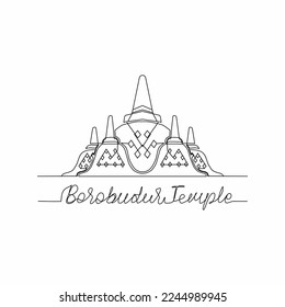 Continuous line drawing. Borobudur temple tourist attractions vacation travel Landmarks Borobudur Temple Architecture Landmarks Skyline,