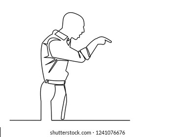 Continuous line drawing of Boss or business leader feeling angry and blames his employee.