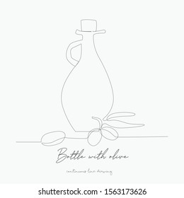 continuous line drawing. bottle with olive oil. simple vector illustration. bottle with olive oil concept hand drawing sketch line.