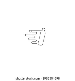 Continuous line drawing of bottle with speed design, object one line, single line art, vector illustration