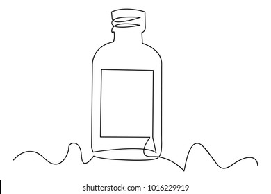 Continuous Line Drawing Of A Bottle Of Wine Vector Illustration