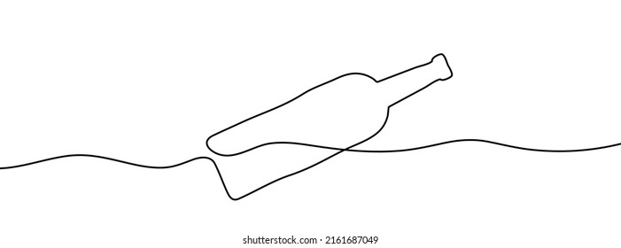 Continuous line drawing of bottle. Wine bottle linear icon. One line drawing background. Vector illustration. Wine bottle continuous line icon
