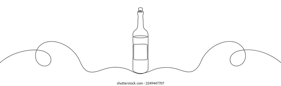 Continuous line drawing of bottle. Wine bottle One line drawing background. Vector illustration. Wine bottle continuous line illustration.