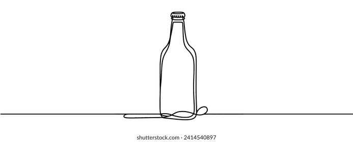 Continuous line drawing of bottle. Wine bottle linear icon. One line drawing background. Vector illustration. Wine bottle continuous line icon
