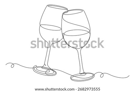 continuous line drawing bottle of wine with wineglass, glass of champagne or wine glass line art, wine bottle and glass continuous line art drawing
