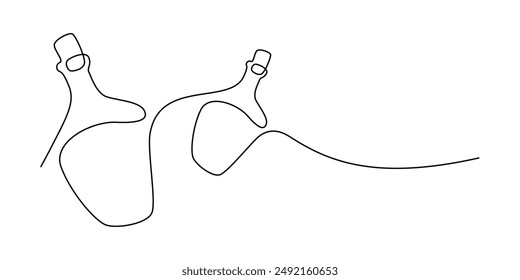 Línea continua de botellas de dibujo de pociones , Ilustración minimalista de Vector blanco y negro del concepto de halloween minimalismo dibujado a mano sketch tema espeluznante