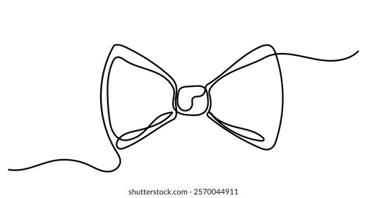 Continuous line drawing of a bow tie. One-line bow tie fashion accessory for men. bow-tie icon vector illustration.