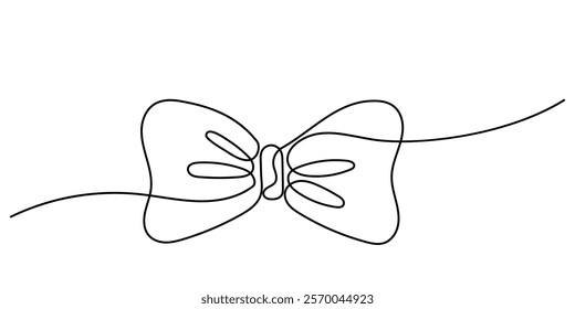 Continuous line drawing of a bow tie. One-line bow tie fashion accessory for men. bow-tie icon vector illustration.