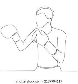 
continuous line drawing of boxing athlete male vector illustration