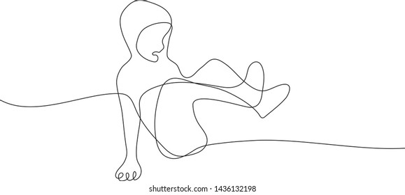 Continuous line drawing of a boy fell over in the street.