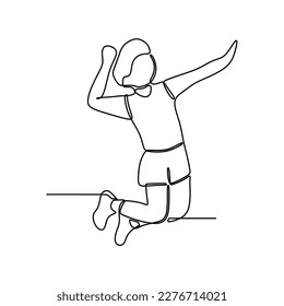 continuous line drawing of boy playing volleyball