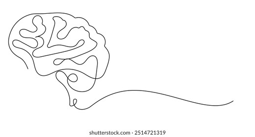 continuous line drawing of brain.one line drawing of human brain organ.single line vector illustration medical anatomy.minimalist lines.eps 10