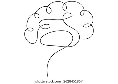Dibujo de línea continua de la Ilustración vectorial de fondo blanco cerebral 
