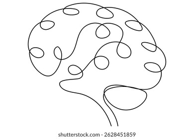 Continuous line drawing of brain white background vector illustration 
