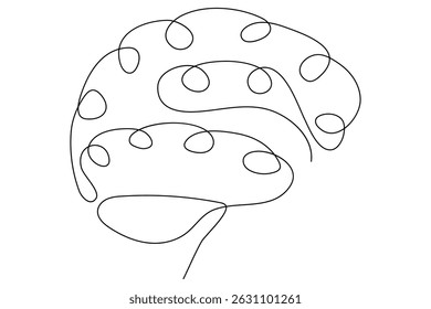 Desenho de linha contínua do vetor de fundo branco do cérebro ilustração 

