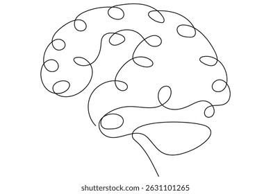 Continuous line drawing of brain white background vector illustration 
