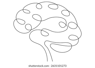 Desenho de linha contínua do vetor de fundo branco do cérebro ilustração 
