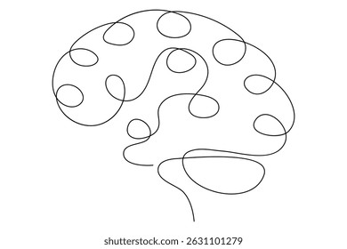 Dibujo de línea continua de la Ilustración vectorial de fondo blanco cerebral 
